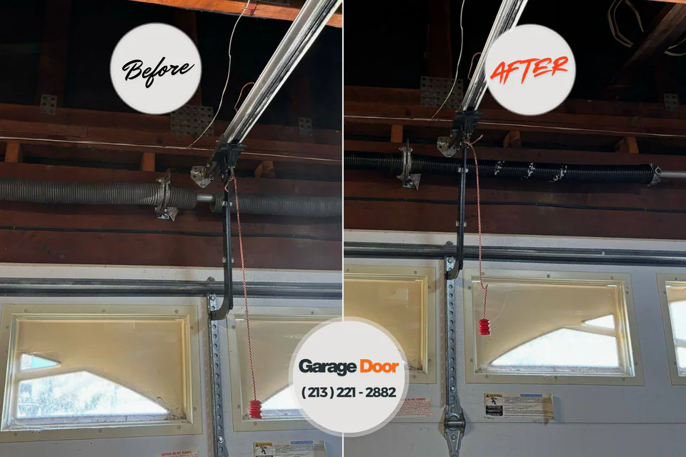 Before and after: garage door repair Post, TX